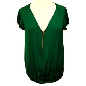 Zara Basic Relaxed Fit Emerald Green Pull On Blouse- Sz. Sm